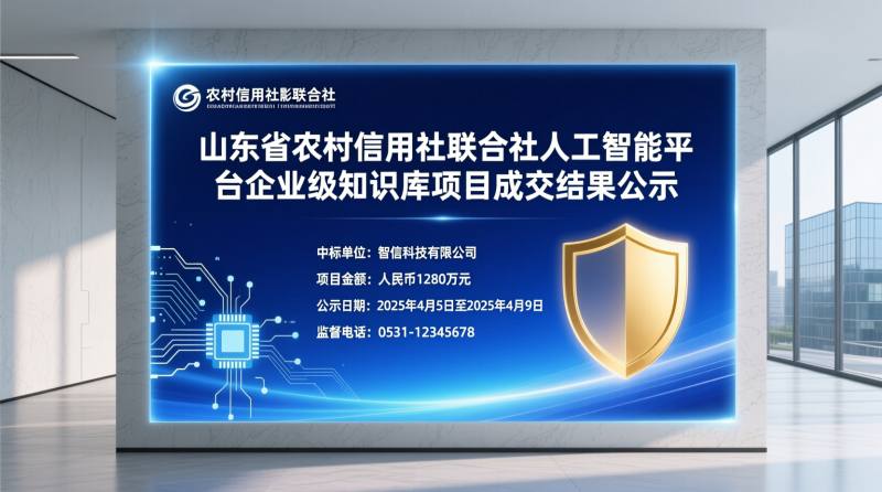 山东省农村信用社联合社人工智能平台企业级知识库项目成交结果公示